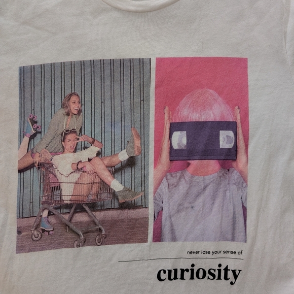 White Graphic T-Shirt with Curiosity Print - Picture 3 of 5